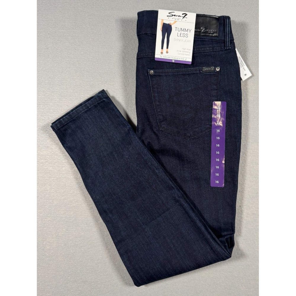 Seven7 Women's Tummy Less High Rise Skinny Jeans - Size 16 - NEW W/Tags - Dark